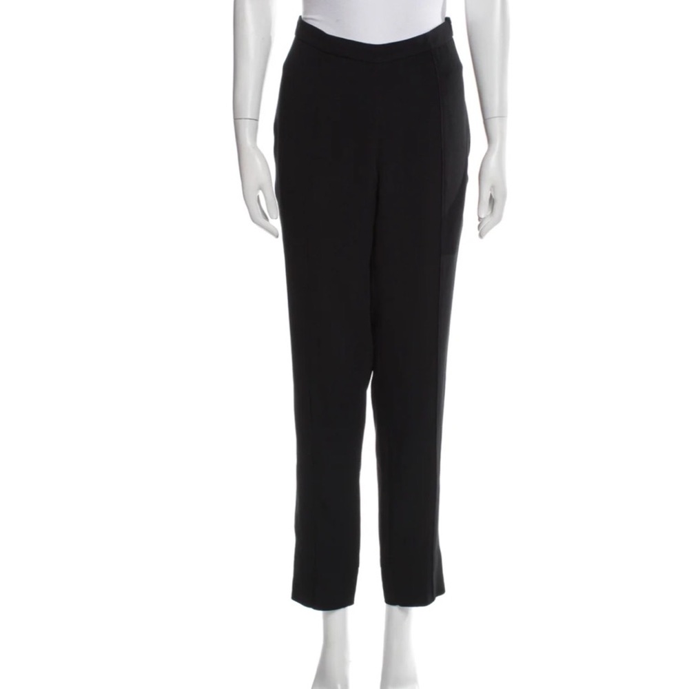 Worth women's high waisted pintuck Straight Leg Pants in black slit‎ hem